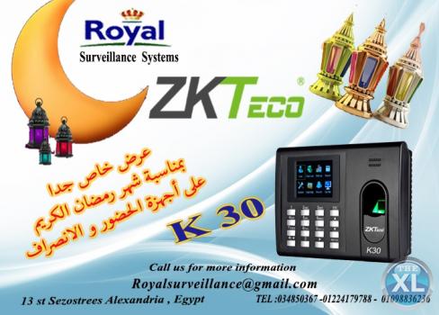 بمناسبة شهر رمضان الكريم جهاز حضور وانصراف ماركة  ZKTECO موديل K30