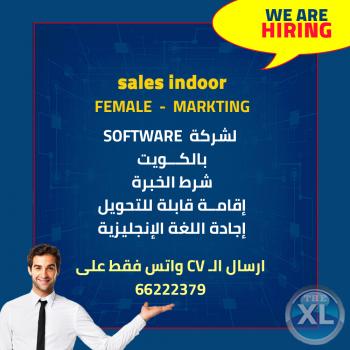 مطلوب sales indoor - female  - Markting لشركه software